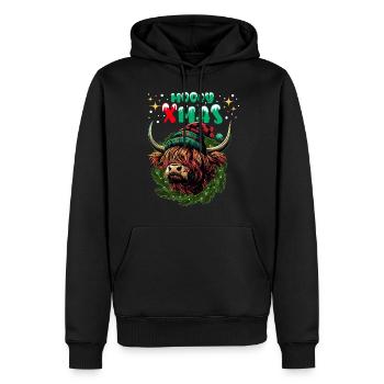 Mooey Noël Ecossais Highland Bovins Vache Drôle - Sweat à capuche Premium bio Homme - noir - Devant - Nico (187cm)