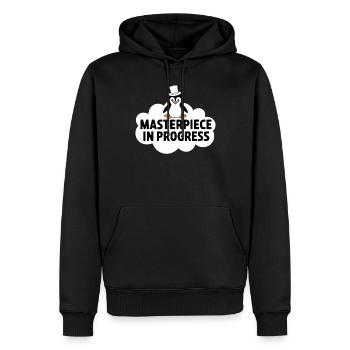 Pinguin Meisterwerk In Arbeit Cloud - Männer Premium Bio Hoodie - Schwarz - Vorne - Nico (187cm)