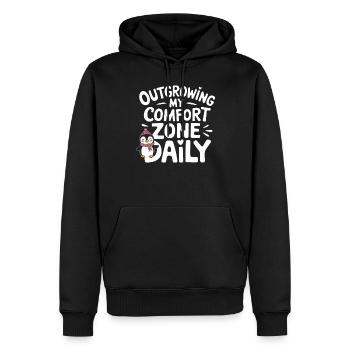 Raus Aus Der Komfortzone Mit Pinguin Power - Männer Premium Bio Hoodie - Schwarz - Vorne - Nico (187cm)