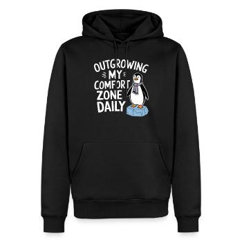 Meine Komfortzone Täglich Verlassen - Männer Premium Bio Hoodie - Schwarz - Vorne - Nico (187cm)