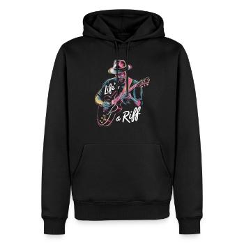 Jazz: Life is a Riff - Men’s Premium Organic Hoodie - black - Front - Nico (187cm)