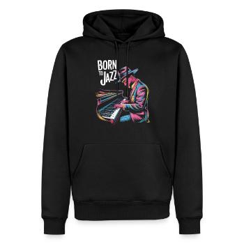Né pour le jazz au piano - Sweat à capuche Premium bio Homme - noir - Devant - Nico (187cm)