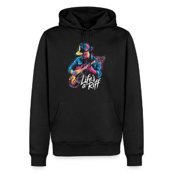 Jazz: Life is a Riff - Men’s Premium Organic Hoodie - black - Front - Nico (187cm)