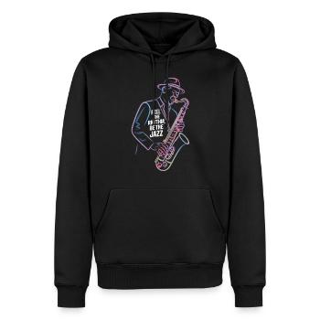 Sentez le rythme, soyez le jazz - Sweat à capuche Premium bio Homme - noir - Devant - Nico (187cm)