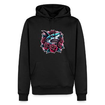 Requin - Sweat à capuche Premium bio Homme - noir - Devant - Nico (187cm)