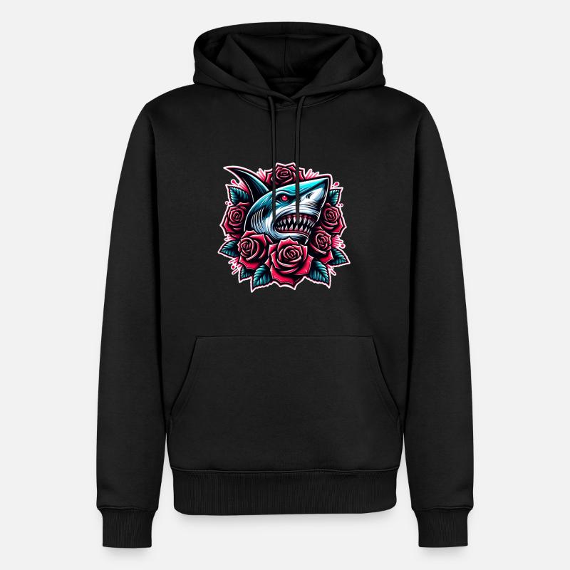 Requin - Sweat à capuche Premium bio Homme - noir