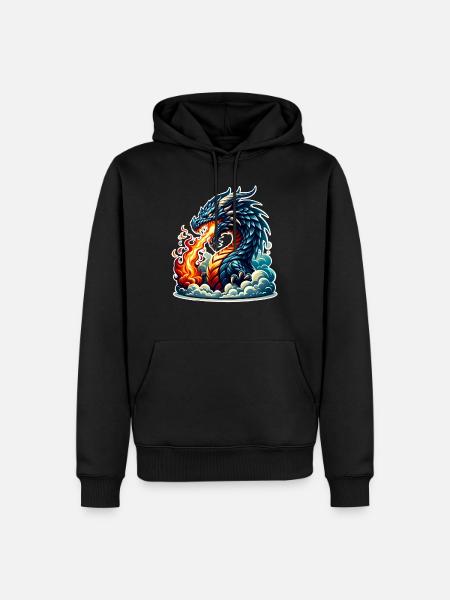 Drache - Herre Premium økologisk hoodie - sort