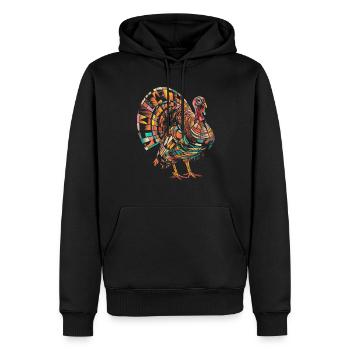 Geometric Farm Animal Graphic Turkey - Men’s Premium Organic Hoodie - black - Front - Nico (187cm)
