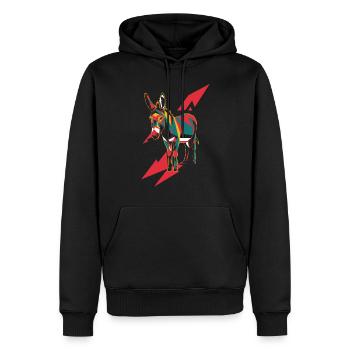 Geometrische Bauernhoftiere Grafik - Esel - Männer Premium Bio Hoodie - Schwarz - Vorne - Nico (187cm)