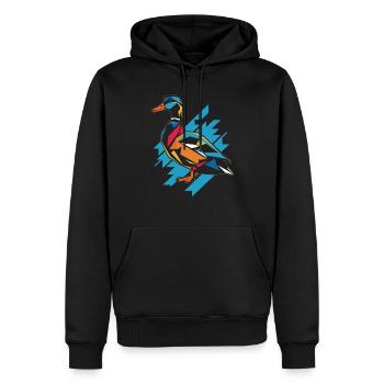 Géométrique Ferme Animal Graphique Canard En Coloré - Sweat à capuche Premium bio Homme - noir - Devant - Nico (187cm)