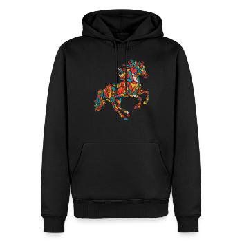 Oeuvre d’art géométrique colorée d’animaux de la ferme - Sweat à capuche Premium bio Homme - noir - Devant - Nico (187cm)