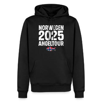 Norwegen Angeltour 2025 - Männer Premium Bio Hoodie - Schwarz - Vorne - Nico (187cm)