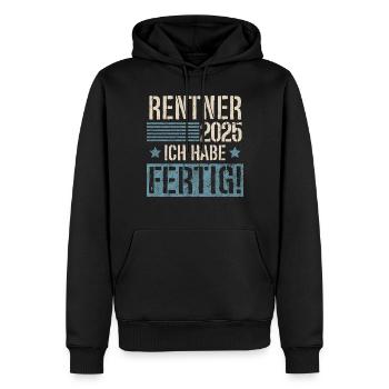 Rentner 2025 - Männer Premium Bio Hoodie - Schwarz - Vorne - Nico (187cm)