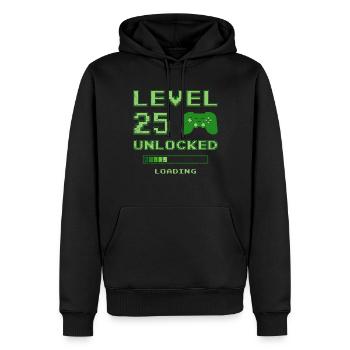 25. Geburtstag Level 25 Unlocked 25 Jahre Gamer - Männer Premium Bio Hoodie - Schwarz - Vorne - Nico (187cm)