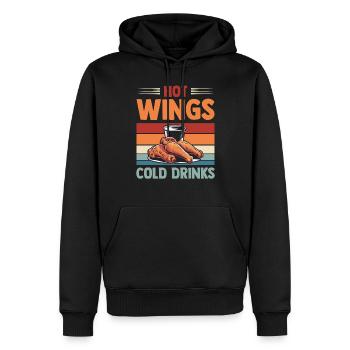 Ailes de poulet rétro Ailes chaudes Boissons froides - Sweat à capuche Premium bio Homme - noir - Devant - Nico (187cm)