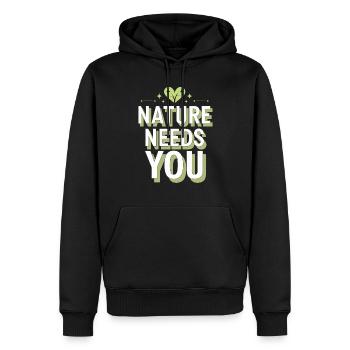 Climate optimism, Earth Day, Sustainability - Men’s Premium Organic Hoodie - black - Front - Nico (187cm)