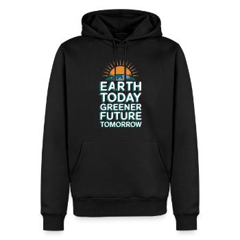 Climate optimism, Earth Day, Sustainability - Men’s Premium Organic Hoodie - black - Front - Nico (187cm)