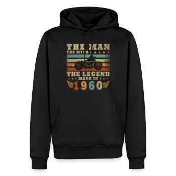 Légende depuis les années 1960 Cadeau d’anniversaire moto - Sweat à capuche Premium bio Homme - noir - Devant - Nico (187cm)