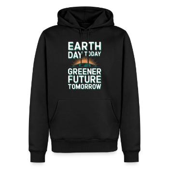 Climate optimism, Earth Day, Sustainability - Men’s Premium Organic Hoodie - black - Front - Nico (187cm)
