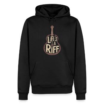 Guitar Player: Life's A Riff - Men’s Premium Organic Hoodie - black - Front - Nico (187cm)