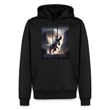 Dinosaure tyrannosaure rex impressionnant - Sweat à capuche Premium bio Homme - noir - Devant - Nico (187cm)