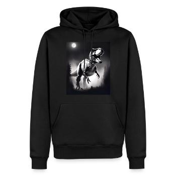 T-rex noir et blanc - Sweat à capuche Premium bio Homme - noir - Devant - Nico (187cm)