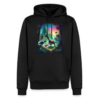 Conception de t-shirt dinosaures graphiques colorés - Sweat à capuche Premium bio Homme - noir - Devant - Nico (187cm)