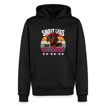 chien teckel bonnet patte empreinte teckel fan drôle - Sweat à capuche Premium bio Homme - noir - Devant - Nico (187cm)
