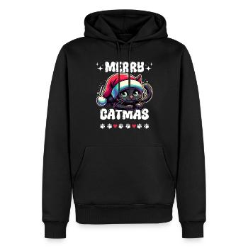 Merry Catmas Weihnachten Katze Pfote Katzenmama - Männer Premium Bio Hoodie - Schwarz - Vorne - Nico (187cm)