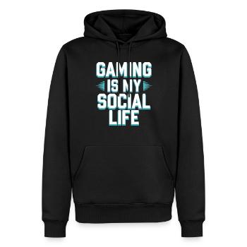 Introverted Gamer Declarer Calm - Men’s Premium Organic Hoodie - black - Front - Nico (187cm)