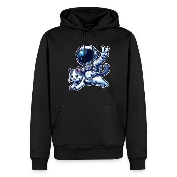 Astronaut Katze - Männer Premium Bio Hoodie - Schwarz - Vorne - Nico (187cm)