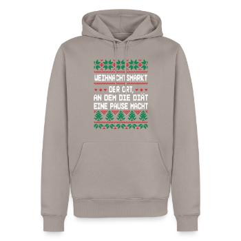 Weihnachtsmarkt Diät Spruch Fun - Männer Premium Bio Hoodie - Taupe - Vorne - Nico (187cm)