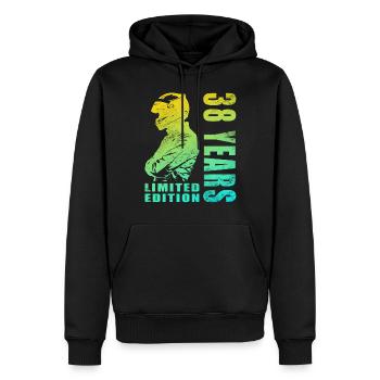 38 Geburtstag Motorrad 38 Jahre Motorradfahrer - Männer Premium Bio Hoodie - Schwarz - Vorne - Nico (187cm)