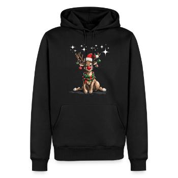 Weihnachten Elch Weihnachtsmütze Weihnachtsoutfit - Männer Premium Bio Hoodie - Schwarz - Vorne - Nico (187cm)