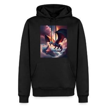 Drache fliegt über die Berge - Männer Premium Bio Hoodie - Schwarz - Vorne - Nico (187cm)