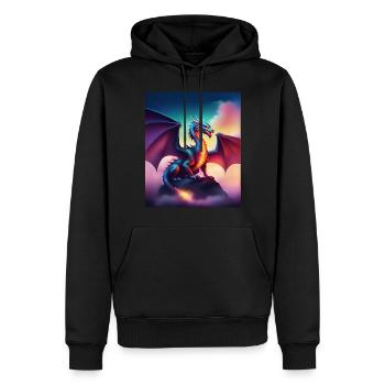 Dragon on a cliff - Men’s Premium Organic Hoodie - black - Front - Nico (187cm)