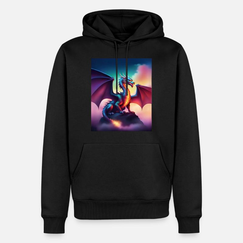 Drache auf einer Klippe - Männer Premium Bio Hoodie - Schwarz