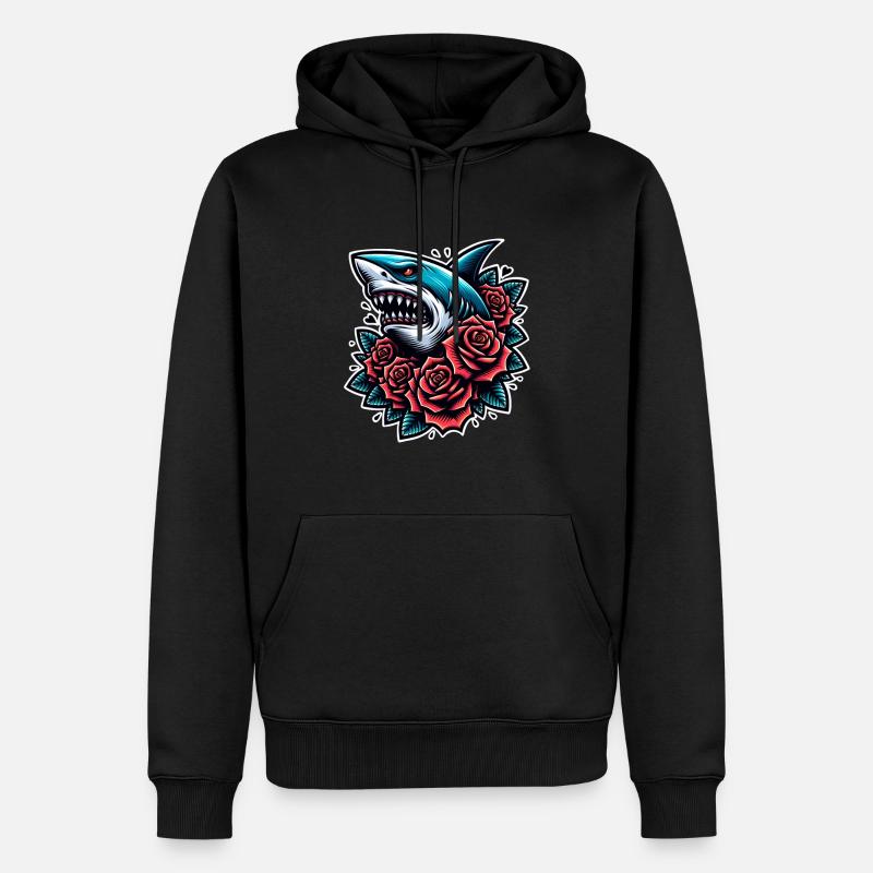 Requin - Sweat à capuche Premium bio Homme - noir