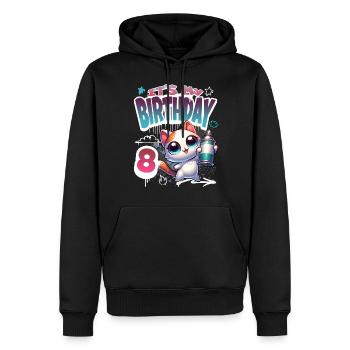 8e anniversaire chat graffiti - Sweat à capuche Premium bio Homme - noir - Devant - Nico (187cm)