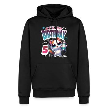 Graffiti de chat de 5e anniversaire - Sweat à capuche Premium bio Homme - noir - Devant - Nico (187cm)