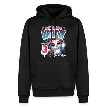 Graffiti de chat de 3e anniversaire - Sweat à capuche Premium bio Homme - noir - Devant - Nico (187cm)
