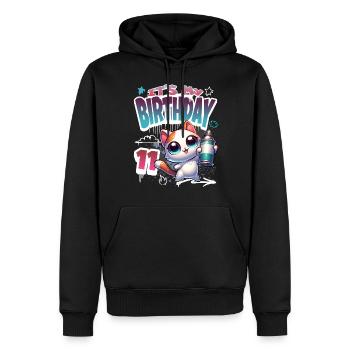 11th Birthday Cat Graffiti - Men’s Premium Organic Hoodie - black - Front - Nico (187cm)