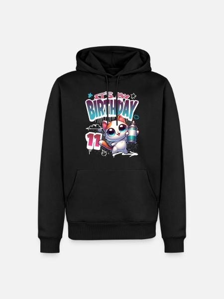 11th Birthday Cat Graffiti - Men’s Premium Organic Hoodie - black