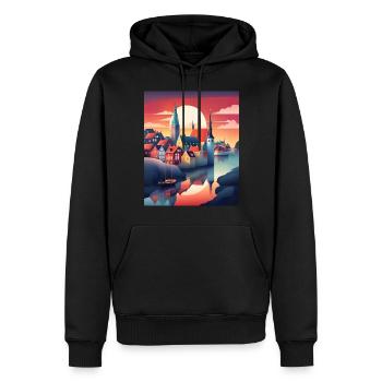 La ville du Danemark - Sweat à capuche Premium bio Homme - noir - Devant - Nico (187cm)