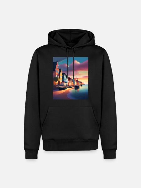 Denmark town harbour - Men’s Premium Organic Hoodie - black
