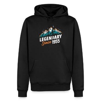 Légendaire depuis 1955 Randonneur Anniversaire Randonnée en montagne - Sweat à capuche Premium bio Homme - noir - Devant - Nico (187cm)