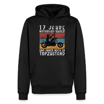 Moto 17 Biker - Männer Premium Bio Hoodie - Schwarz - Vorne - Nico (187cm)