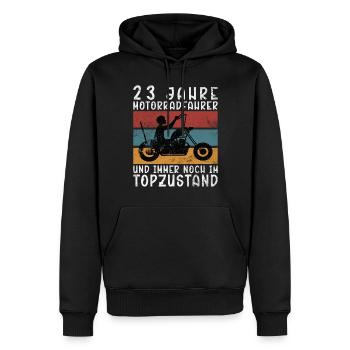 Biker 23 Jahre Motorradfahrer Geburtstag Motorrad - Männer Premium Bio Hoodie - Schwarz - Vorne - Nico (187cm)
