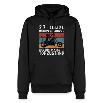 Biker 27 Jahre Motorradfahrer Geburtstag Motorrad - Männer Premium Bio Hoodie - Schwarz - Vorne - Nico (187cm)