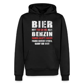 Bier ist billiger als Benzin! - Männer Premium Bio Hoodie - Schwarz - Vorne - Nico (187cm)